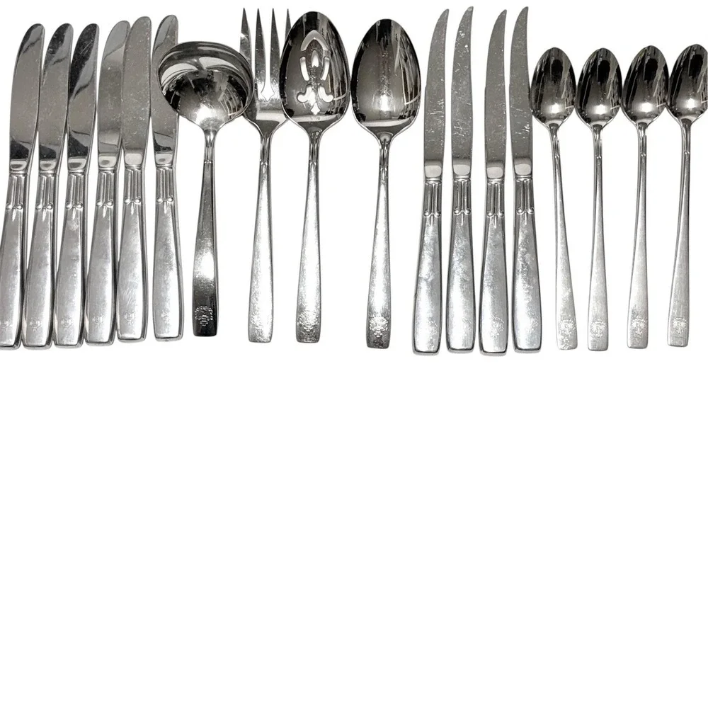 Vintage Oneidacraft Deluxe Stainless Flatware Set RX Pharmacy Medical Logo 41 Pc